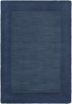 Bordered Solid Ink Blue Wool Rug