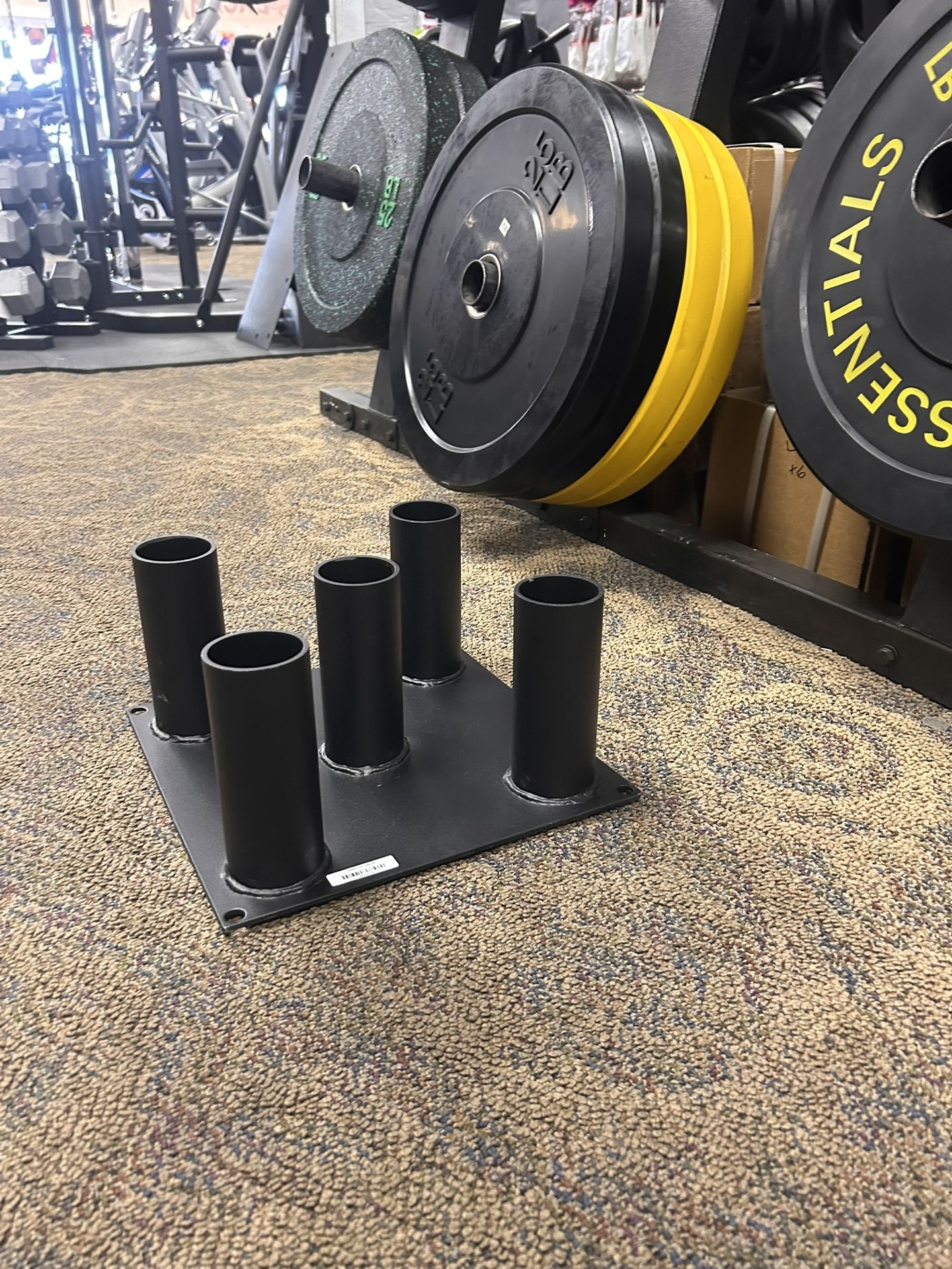 Steel barbell holder, holds up to 5 barbells