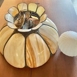 Antique Meyba ? Tiffany Hanging Lamp 22” Large Cieling Lighting Fixture