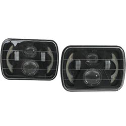 7×6 5x7 LED Headlights with DRL Amber Turn Signal Light Hi/Low Sealed Beam Compatible with Jeep XJ YJ express Pickup Replacement Assembly H6054 H5054 