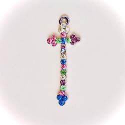 Crystal Cross Pendant / Charm Approx 1 3/8” x 1/2” #021017A2