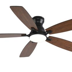 NKPU 52in LED Ceiling Fan Black With Dark Brown Blades  Remote 6speed Reverse Timer Dimmable Open Box New 
