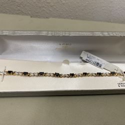 Gold, Silver, Diamond And Sapphire Bracelet