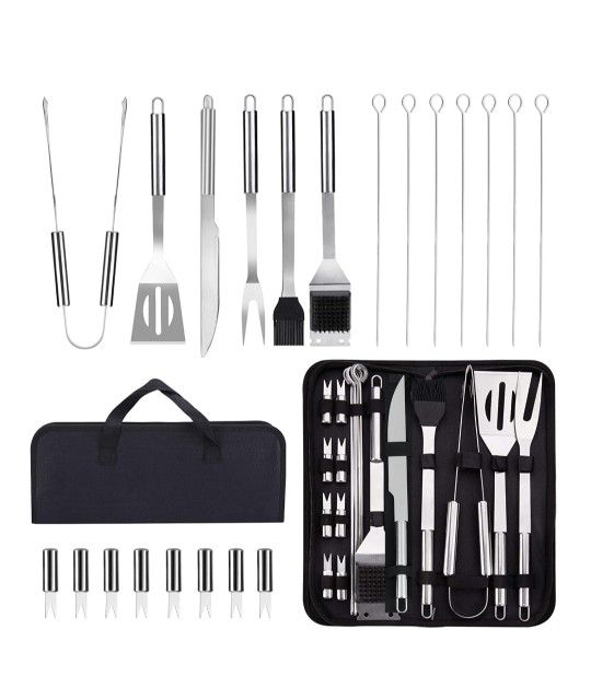 BBQ Set Grilling Tool Kit, 21-Pieces Stainless Steel Barbecue Utensil Accessories...New in Box!!