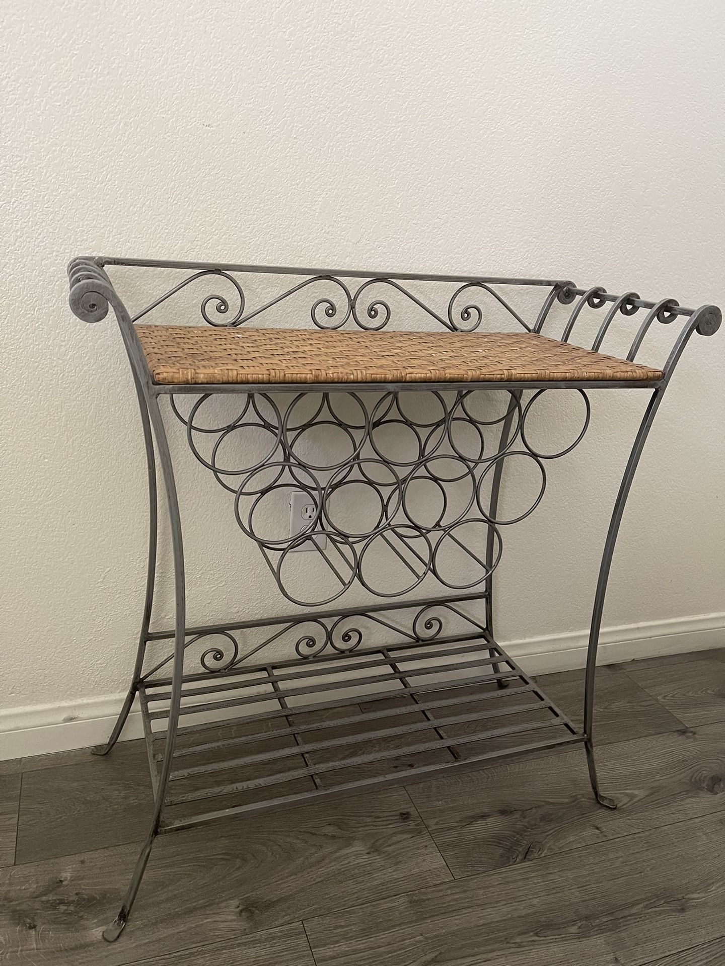 Antique Pier 1 Imports Miranda Metal/Wicker Wine Rack