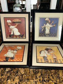 Set of 4 Framed Chef Wall Art Prints