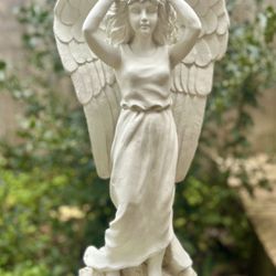 Garden Statue Standing Angel Resin Outdoor Patio Indoor Decorative Art Sculpture