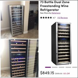 Freestanding 73 Bottle Dual Zone Wine Refrigerator