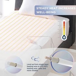Heated Mattress Pad with 4 Heat Settings, Coral Fleece Bed Warmer with 10 hr Timer & Auto Shut Off, 24"×22"