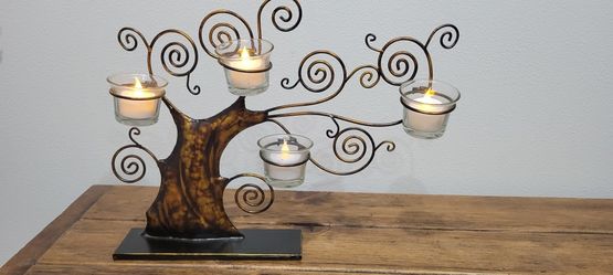 Beautiful Metal Candle Holder Tree 11.5" Tall X 15" Wide 