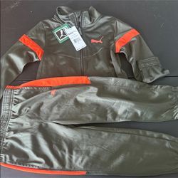 Puma Kids' Olive and Orange Tracksuit