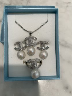 Silver Pearl Set with CZ 