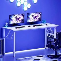 55” Folding Office Desk – Heavy Duty, No Assembly Required (White)
