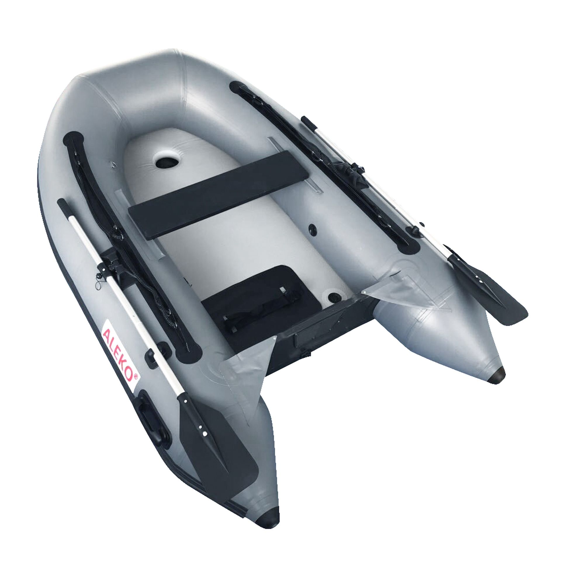 Inflatable Air Floor Fishing Boat - 8.4 Foot - Gray