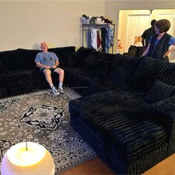 Black Color Corduroy Sectional Couch Set 🌟 Color Options Extra Discount Code RSG 
🔥🔥 Mention OfferUp for this Special Price!!