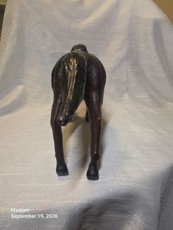 Vintage Large Leather Wrapped Horse Statue Figurine with Saddle & Bridle 15"