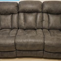 Modern Power Reclining Sofa, Gunmetal Grey 