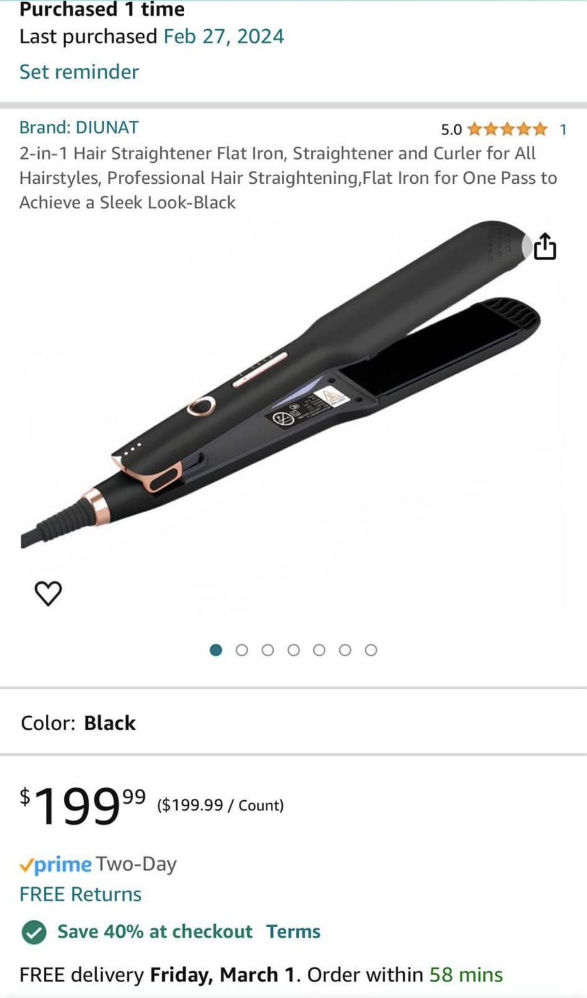 2-in-1 Hair Straightener Flat Iron, Straightener and Curler for All Hairstyles, Professional Hair Straightening,Flat Iron for One Pass to Achieve a Sl