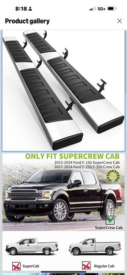 AUTOSAVER88 Aluminum Running Boards for 15-26 Ford F150 SuperCrew Cab Fit 17-26 F250 F350 F450 F550 Supercrew Cab, 6In Side Steps, 450Lbs Truck Nerf B