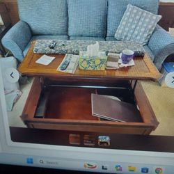 Beautiful Blue Three Seat Sofa With Pillows. NEED GONE ASAP