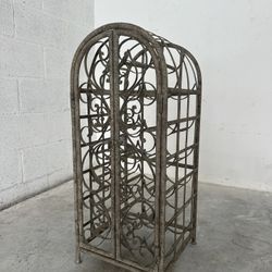 Vintage Wrought Iron Wine Rack – Rustic Iron Scroll Design
