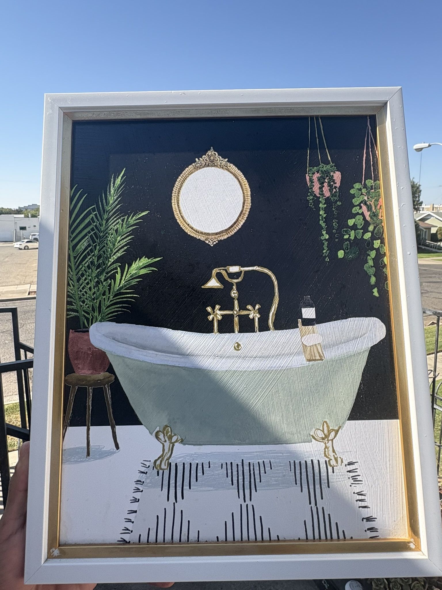 Vintage Bathtub with Gold Accents Home Decor