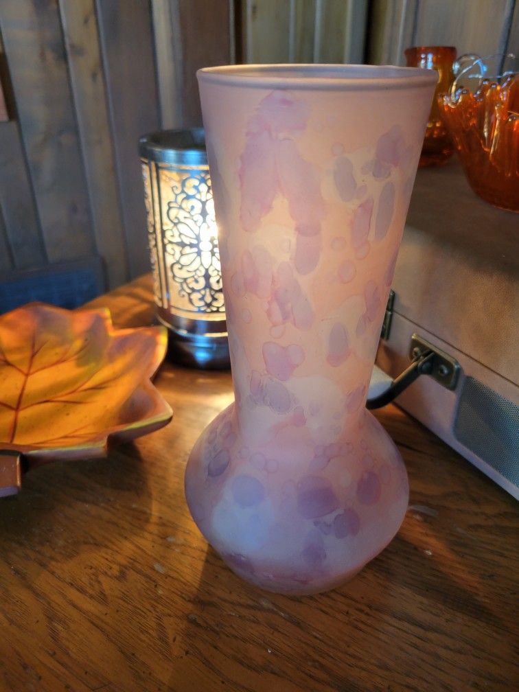 1950s Ilanit Hand Painted Watercolor Glass Vase Hand Blown in Olamtov, Jerusalem