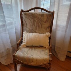 Big rattan and wicker reading chair