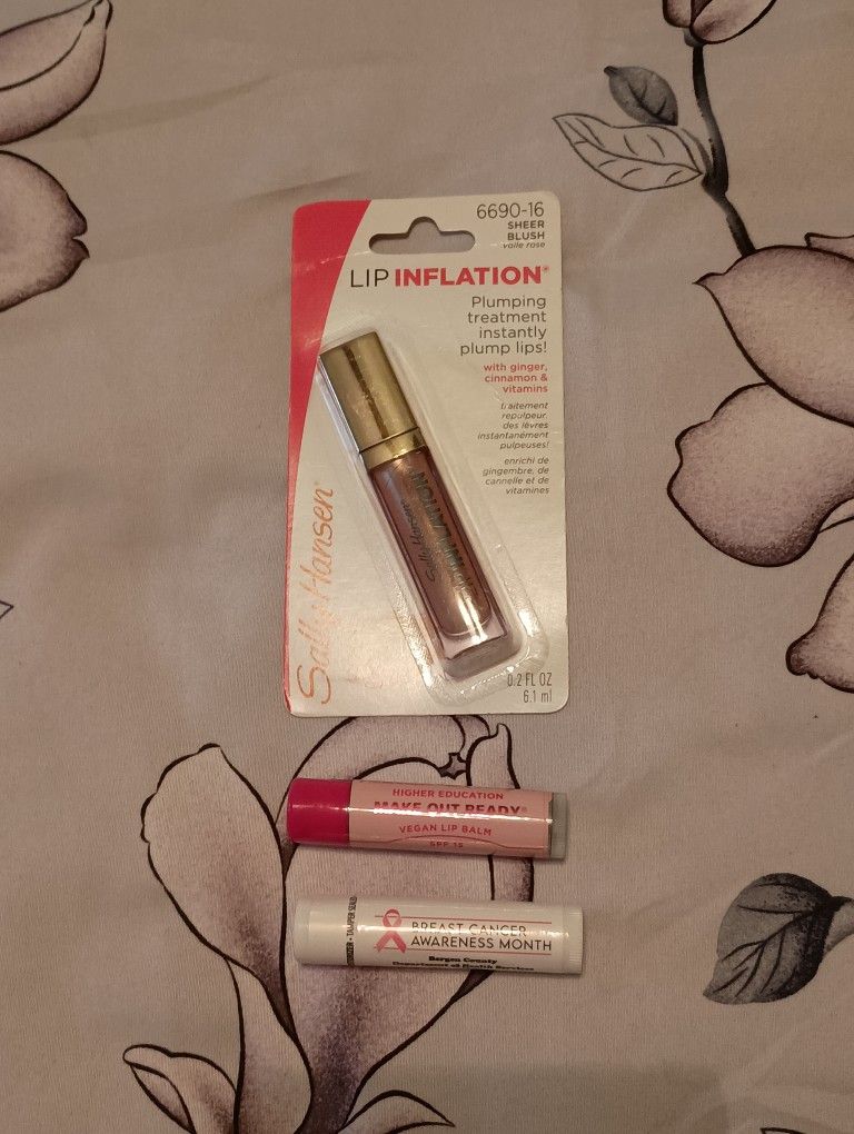 NEW Lot Of Sally Hansen Lip Inflation Sheer Blush & 2 Lip Glosses