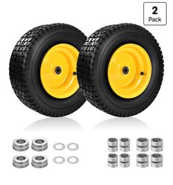 16x6.50-8 Tubeless Lawn Mower Tire and Wheel, 3/4"Bearing & 1"Bushing, 2PCS