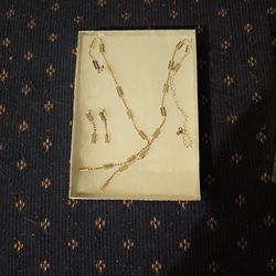 Rhinestone necklace and earings 