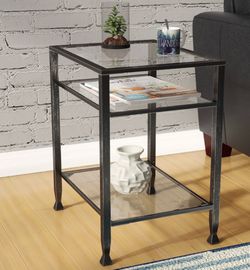 Metal and Glass End Table