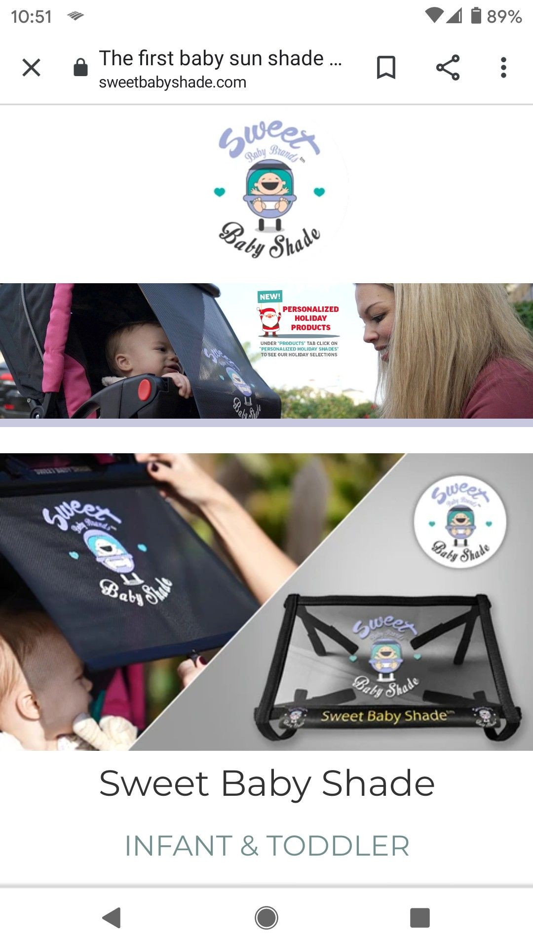 Sweet Baby Shade/Toddler Deluxe stroller and car shade