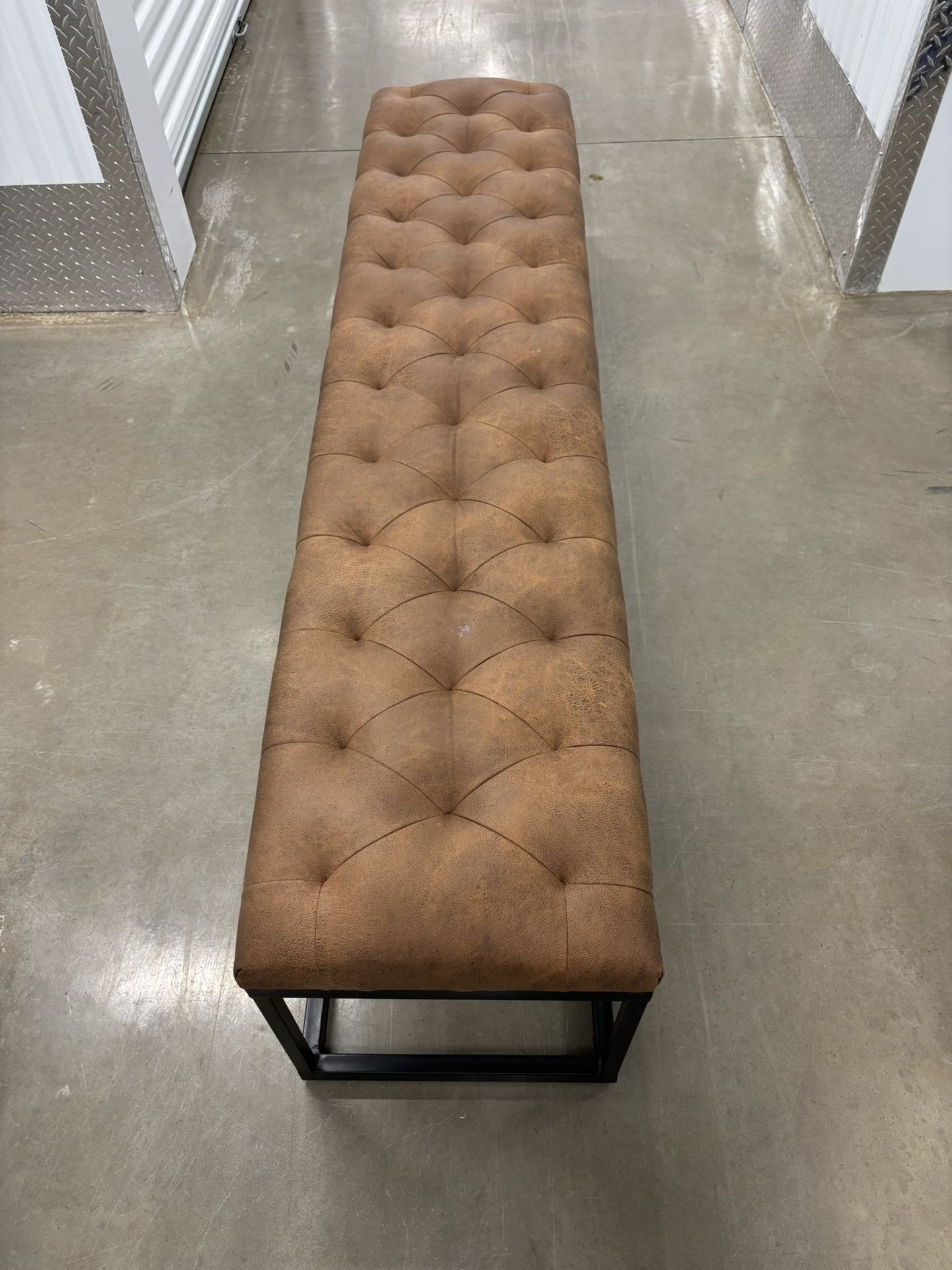 Brown Tufted Bench