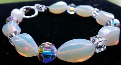 Moon Stone Bracelet with Swarovski Crystals