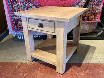 POTTERY BARN Blonde Benchwright Square Single Drawer End Table