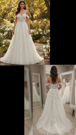 Justin Alexander Off The Shoulder Lace & Tulle Wedding Gown $800