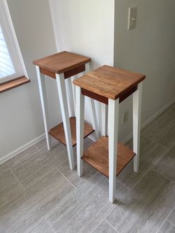 Pair of Tall Wood Plant Stands