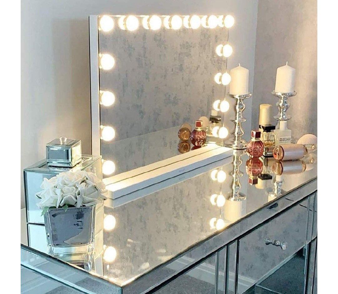 Brand New LED Vanity Makeup Mirror with Lights Hollywood Lighted 15 Bulbs Dressing Room Tabletop Bathroom Wall Mounted Magnification Spot Mirror