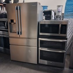 Refrigerator Frigidaire professional- stove Electric and microwave in stainless steel Combo Delevery