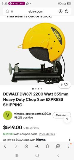 Chop saw dewalt dw871