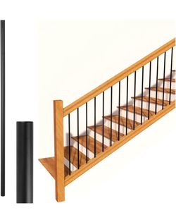 S15-Senmit Iron Stair Balusters 5/8" Round x 44" Long, Wrought Stair Iron Plain Spindles for Indoor Staircase, Hollow, Powder Coated – 10Pack - (Satin