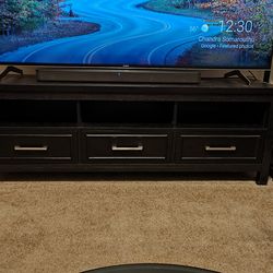 TV with entertainment stand and shelves!