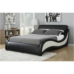 Black Faux Leather Sleigh Bed Frame