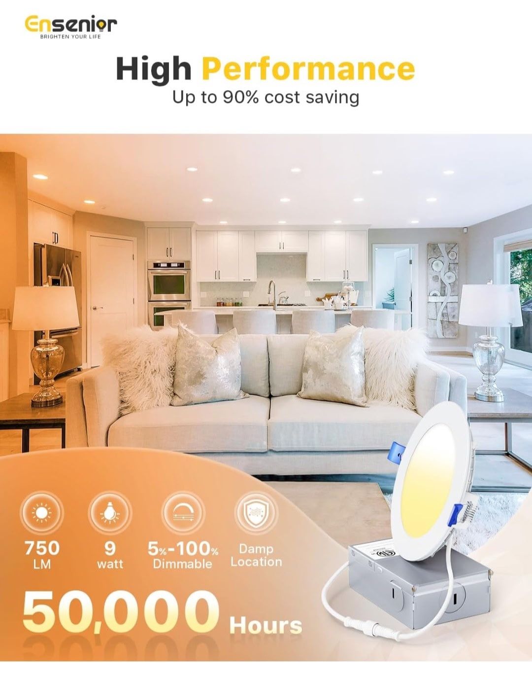 Ensenior 12 Pack 4 Inch Led Recessed Ceiling Light
