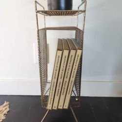 Vintage Richard Galef Mid Century Modern Atomic Magazine Record Holder Side Table Plant Stand