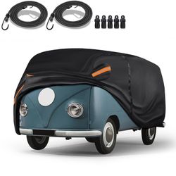 QUYDDC 16-Layer Full Car Cover for Volkswagen 1(contact info removed) Bus T1 T2 T3, 600D Oxford, Black