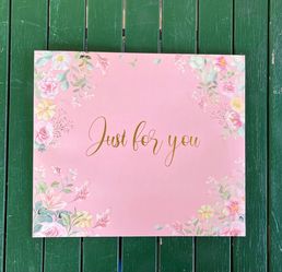 Large “Just for you” pink floral envelope, document/photo mailer, 10” x 12”