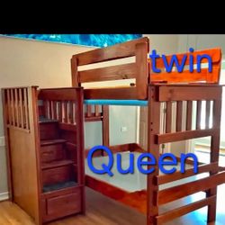 Twin Queen Bunk Bed 