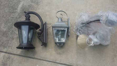 Outdoor lighting and chandelier with shades